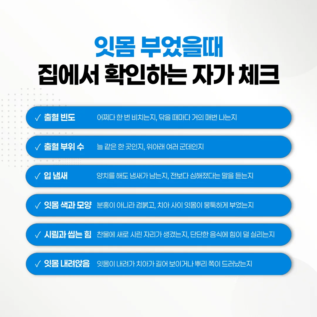 잇몸 부었을때 집에서 확인하는 자가 체크