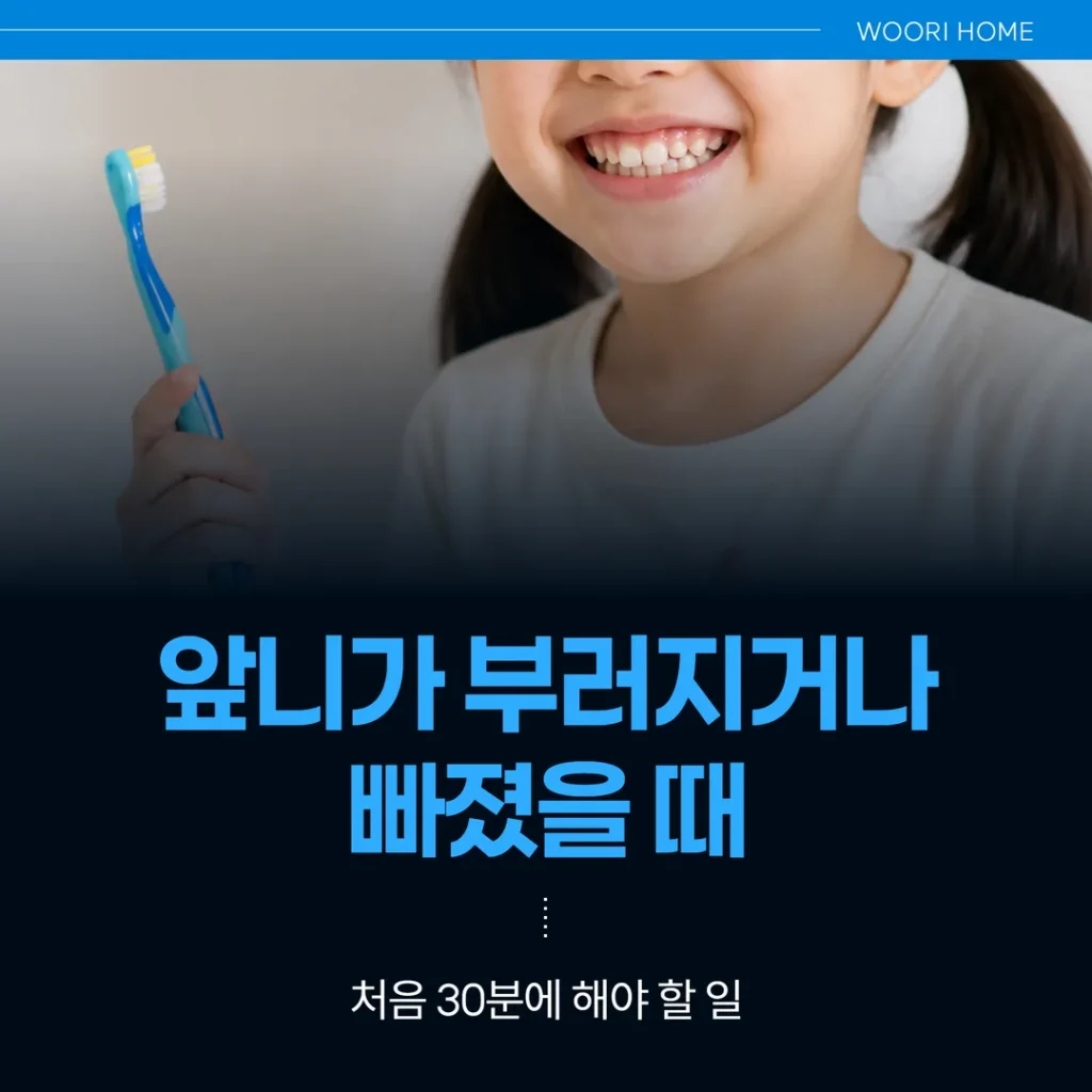 앞니가 부러지거나 빠졌을 때 — 처음 30분에 해야 할 일