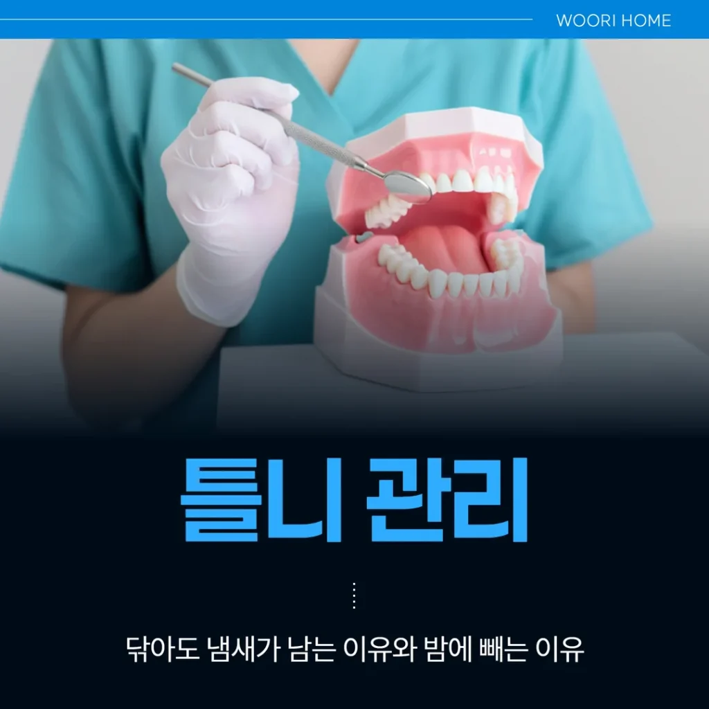 틀니 관리, 닦아도 냄새가 남는 이유와 밤에 빼는 이유